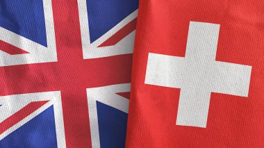 İsviçre ve Birleşik Krallık 'ta iki bayraklı kumaş 3D görüntüleme