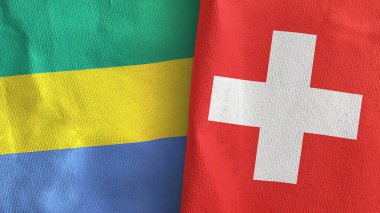 İsviçre ve Gabon 'da iki bayraklı kumaş 3D görüntüleme