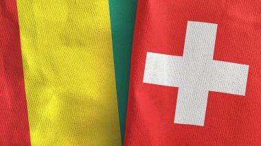 İsviçre ve Gine iki bayraklı tekstil kumaşı 3D