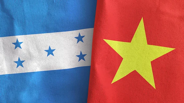 Vietnam and Honduras two flags textile cloth 3D rendering — Stock Photo, Image