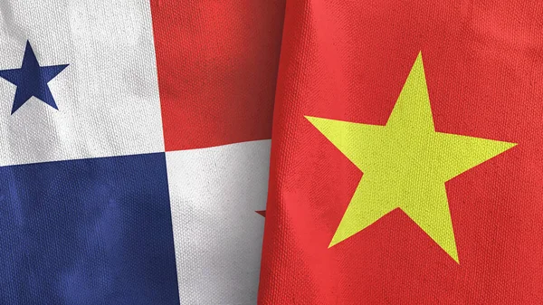 Vietnam and Panama two flags textile cloth 3D rendering — Stock Photo, Image