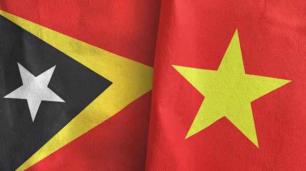 Vietnam y Timor-Leste Timor Oriental dos banderas tela 3D renderizado —  Fotos de Stock