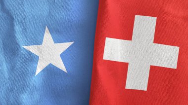 İsviçre ve Somali iki bayraklı tekstil kumaşı 3D