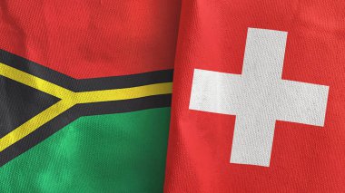 İsviçre ve Vanuatu 'da iki bayraklı tekstil kumaşı 3D.
