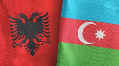 Azerbaycan ve Arnavutluk 'ta tekstil kumaşı 3 boyutlu olarak iki bayraklı
