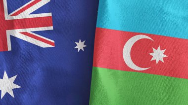 Azerbaycan ve Avustralya iki bayraklı tekstil kumaşı 3D