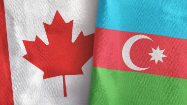 Azerbaycan ve Kanada iki bayraklı tekstil kumaşı 3D