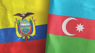 Azerbaycan ve Ekvador iki bayraklı tekstil kumaşı 3D