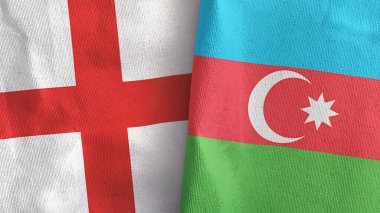 Azerbaycan ve İngiltere iki bayraklı tekstil kumaşı 3D