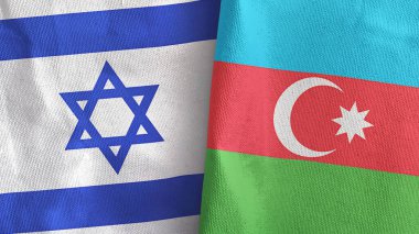 Azerbaycan ve İsrail iki bayraklı tekstil kumaşı 3D