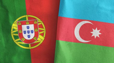 Azerbaycan ve Portekiz iki bayrak tekstil kumaşı 3D