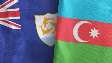 Azerbaycan ve Anguilla iki bayraklı tekstil kumaşı 3D