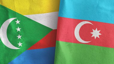 Azerbaycan ve Komoros iki bayrak tekstil kumaşı 3D