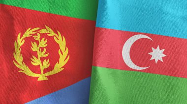 Azerbaycan ve Eritre iki bayraklı tekstil kumaşı 3D