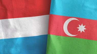 Azerbaycan ve Lüksemburg 2 bayraklı tekstil kumaşı 3D