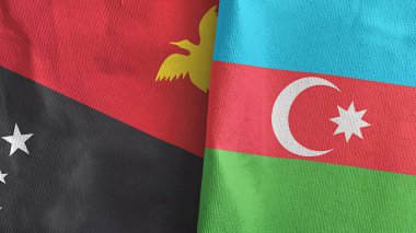 Azerbaycan ve Papua Yeni Gine 2 bayraklı tekstil kumaşı 3D
