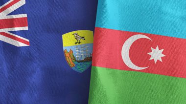 Azerbaycan ve Saint Helena iki bayraklı tekstil kumaşı.