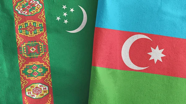 Азербайджан і Туркменістан два прапори текстильної тканини 3D рендеринг — стокове фото