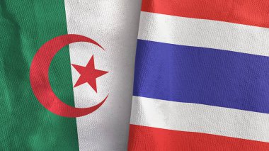 Tayland ve Cezayir 'de iki bayrak, tekstil kumaşı 3D.