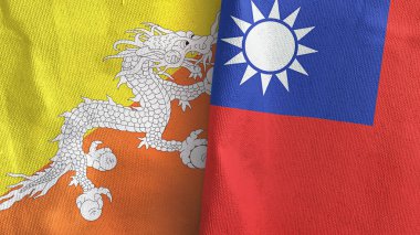 Tayvan ve Bhutan 'ın bayrakları 3 boyutlu olarak birleştirilmiş.