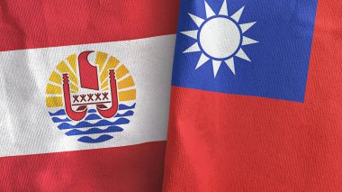 Tayvan ve Fransız Polinezyası. İki katlanmış bayrak, üç boyutlu.