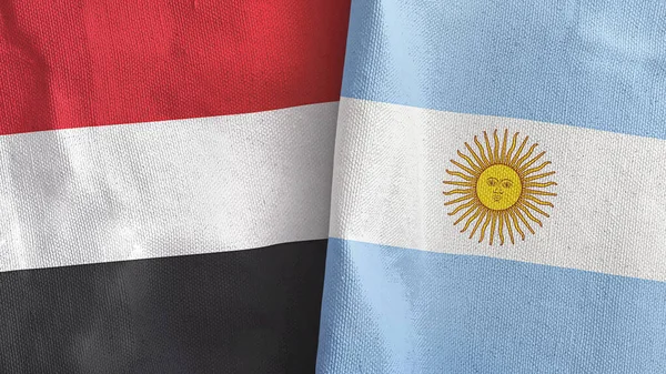 Argentina Yemen Two Folded Flags Together Rendering — Stock Photo, Image