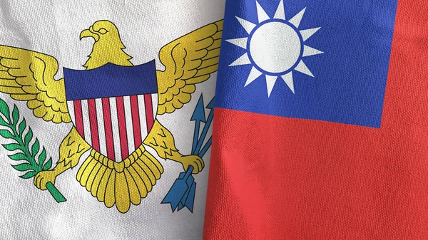 台湾和美属维尔京群岛两面折叠的国旗一起3D渲染 — 图库照片