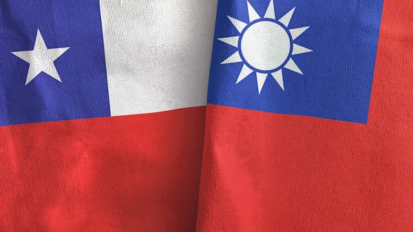 Taiwan Chile Two Folded Flags Together Rendering — Stock Photo, Image