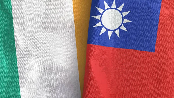 Taiwan Irland Foldede Flag Sammen Rendering - Stock-foto