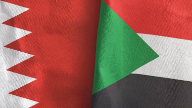 Sudan ve Bahreyn iki bayrak, tekstil kumaşı 3D.