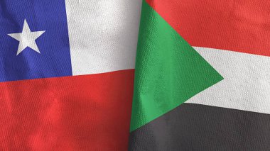 Sudan ve Şili 'de iki bayraklı kumaş 3D.