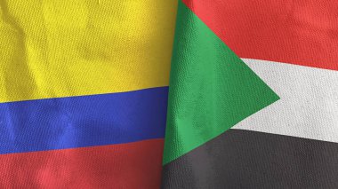 Sudan ve Kolombiya iki bayraklı tekstil kumaşı.