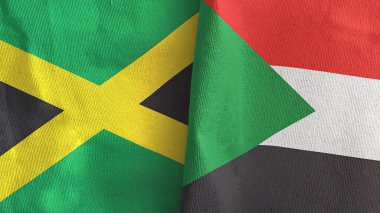 Sudan ve Jamaika 'da iki bayraklı kumaş 3D.