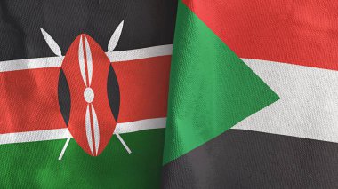 Sudan ve Kenya iki bayraklı tekstil kumaşı 3D.