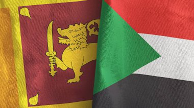 Sudan ve Sri Lanka iki bayraklı tekstil kumaşı.
