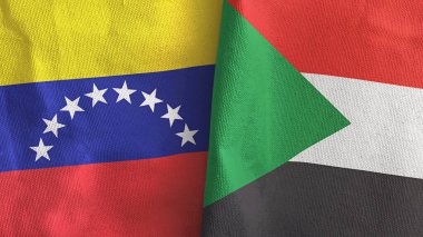 Sudan ve Venezuela iki bayraklı tekstil kumaşı 3D