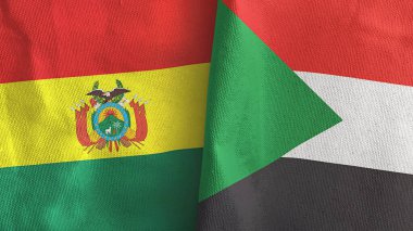 Sudan ve Bolivya 'da iki bayraklı tekstil kumaşı 3D.