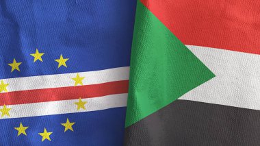Sudan ve Cabo Burnu Verde İki bayraklı tekstil kumaşı 3D