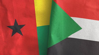 Sudan ve Gine-Bissau iki bayraklı tekstil kumaşı 3D