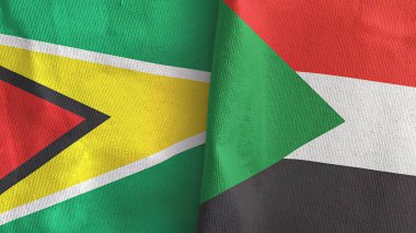 Sudan ve Guyana iki bayraklı kumaş.