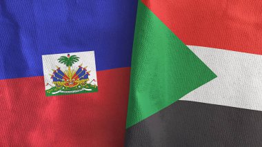 Sudan ve Haiti iki bayrak, tekstil kumaşı 3D.