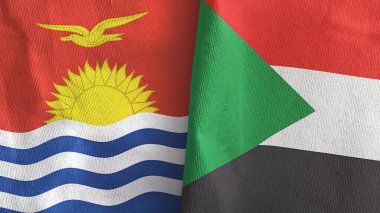 Sudan ve Kiribati iki bayraklı tekstil kumaşı.