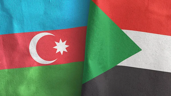 Sudán y Azerbaiyán dos banderas de tela textil representación 3D — Foto de Stock