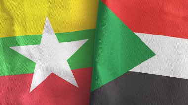 Sudan ve Myanmar iki bayraklı kumaş.