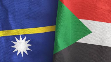 Sudan ve Nauru iki bayraklı tekstil kumaşı hazırlıyorlar.