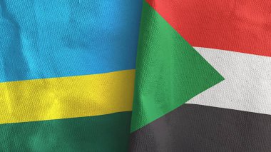 Sudan ve Ruanda iki bayraklı tekstil kumaşı.