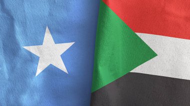 Sudan ve Somali iki bayraklı tekstil kumaşı.