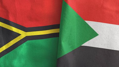 Sudan ve Vanuatu iki bayraklı tekstil kumaşı.