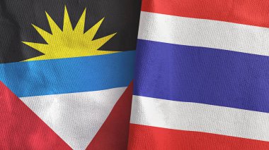 Tayland, Antigua ve Barbuda. İki bayraklı tekstil kumaşı.