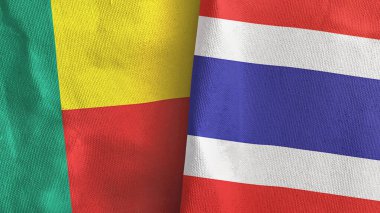 Tayland ve Benin. İki bayraklı kumaş. Üç boyutlu.